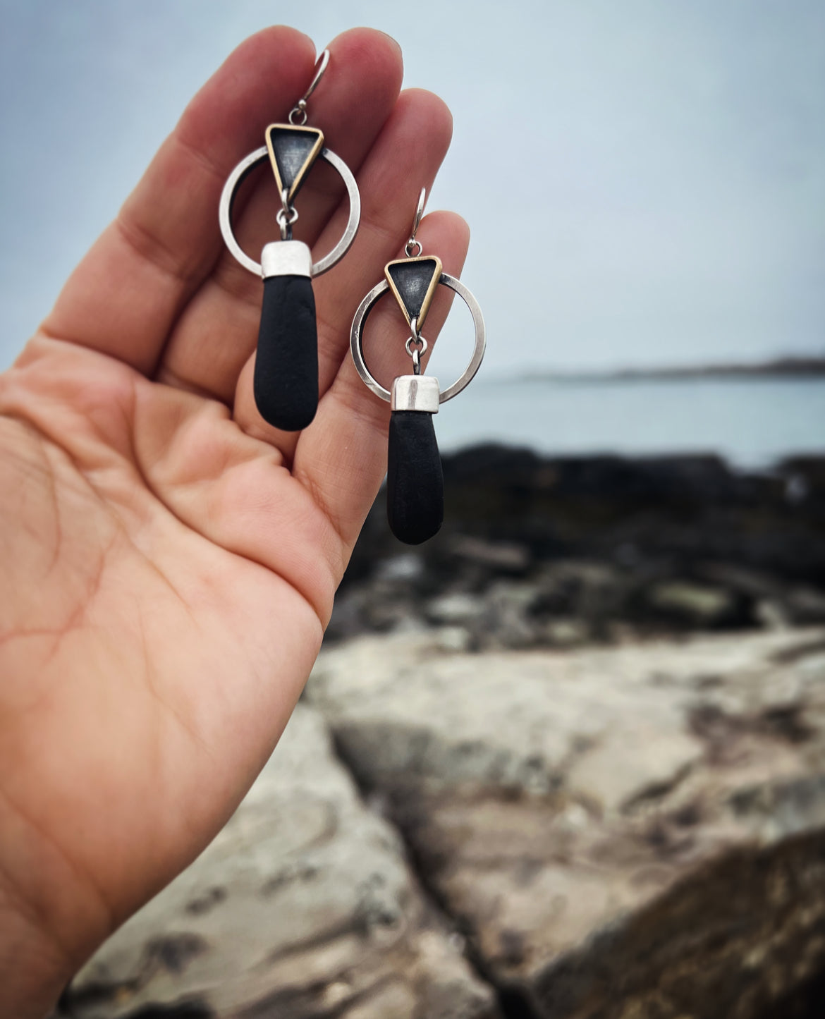 Sea Stone Drop Hoops