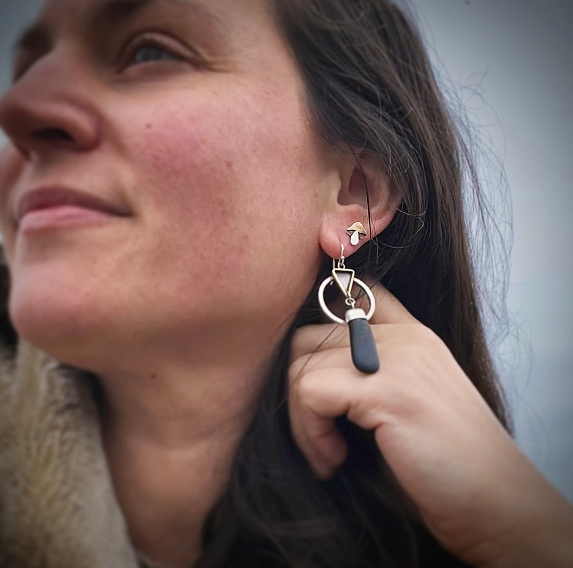 Sea Stone Drop Hoops