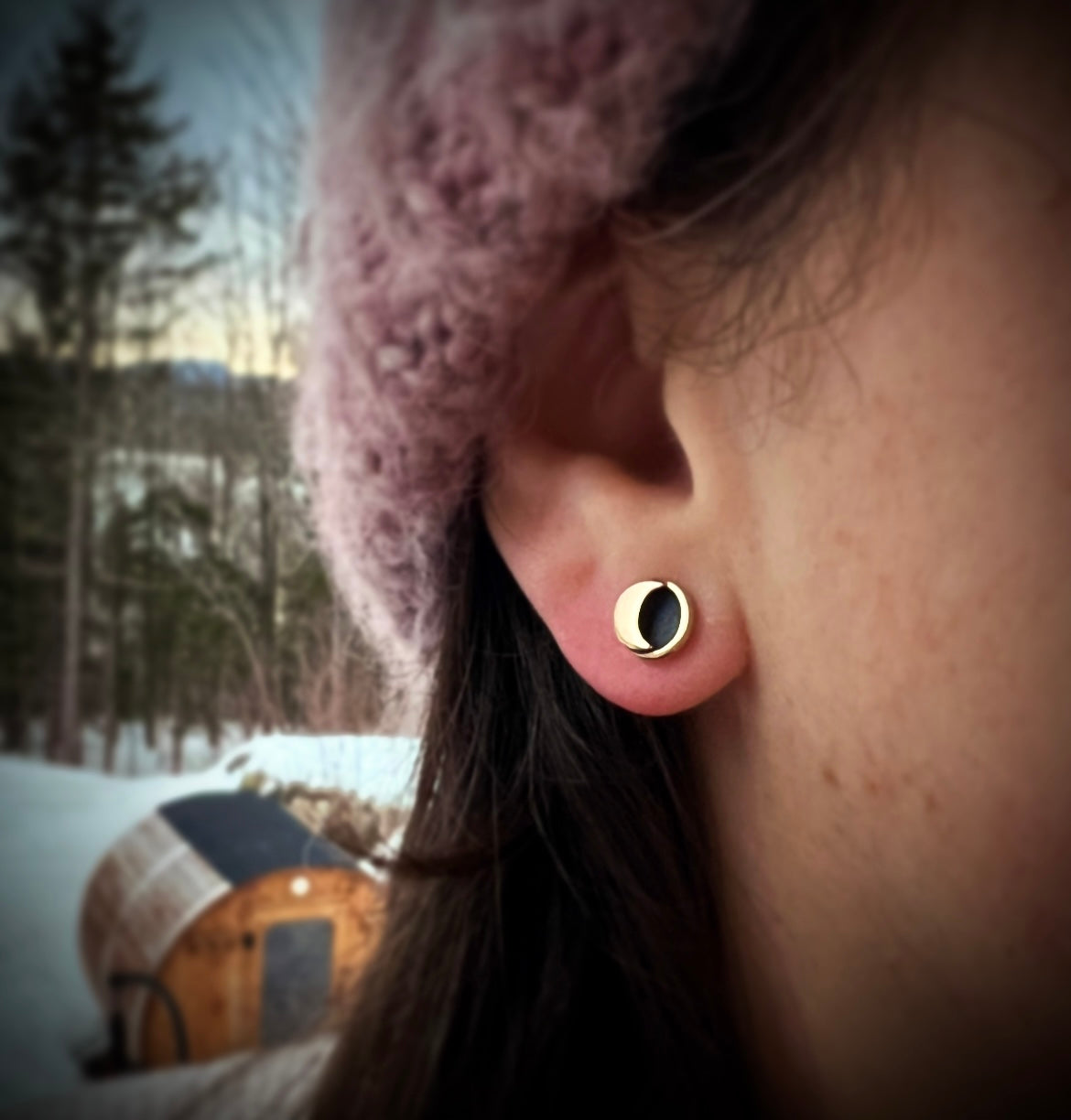 Crescent Moon Studs