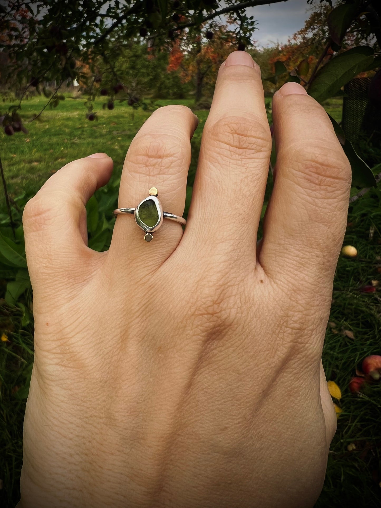 Polarity Seaglass Ring (Nettle Green)