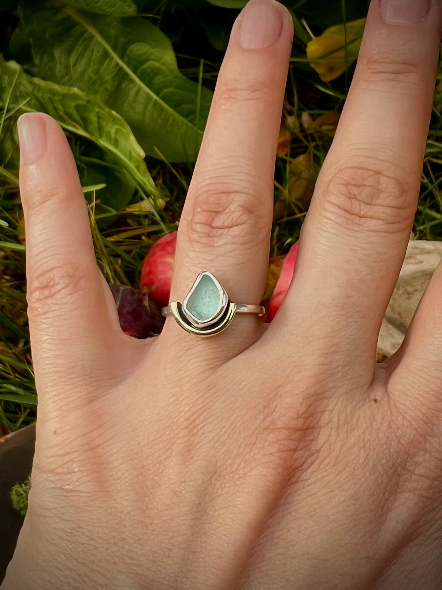 Undertow Seaglass Ring (blue)