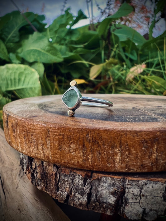 Polarity Seaglass Ring (Blue)