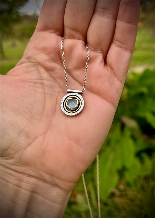 Relic Coin Seaglass Pendant (Blue)