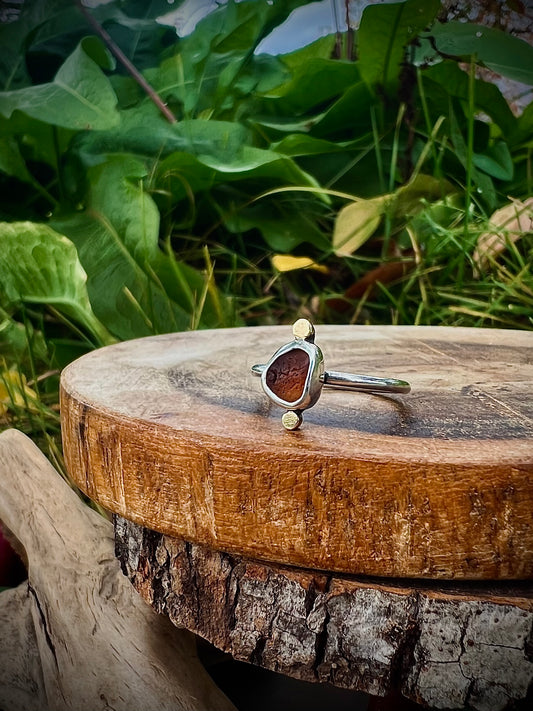 Polarity Seaglass Ring (Earthy Brown)